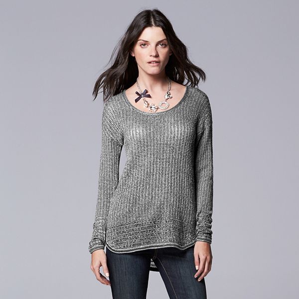 Women's Simply Vera Vera Wang High-Low Scoopneck Sweater