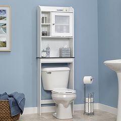 Wall-Mounted Bathroom Organizer - Medicine Cabinet or Over-the-Toilet  Storage with Stylish Shutter Doors and Towel Bar by Lavish Home (White)