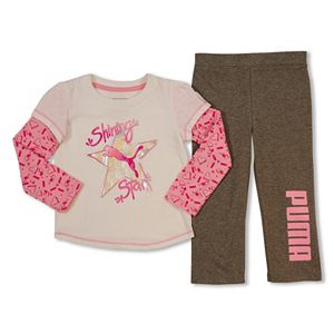 Toddler Girl PUMA Mock-Layer Graphic Tee & Pants Set