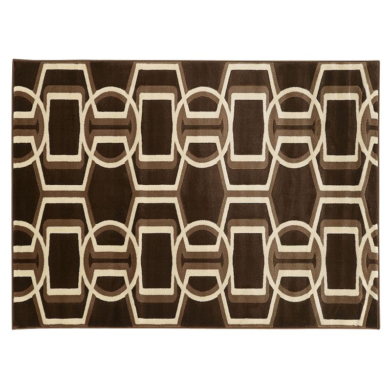 Linon Roma Bridle Geometric Rug, Brown, 5X7 Ft