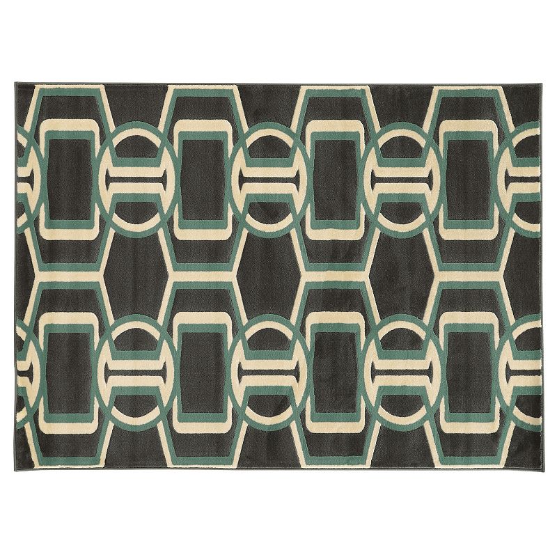 Linon Roma Bridle Geometric Rug, Brown, 5X7 Ft