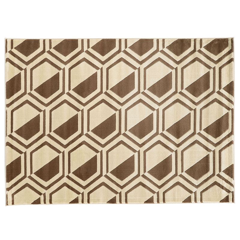 Linon Roma Comb Geometric Rug, White, 5X7 Ft