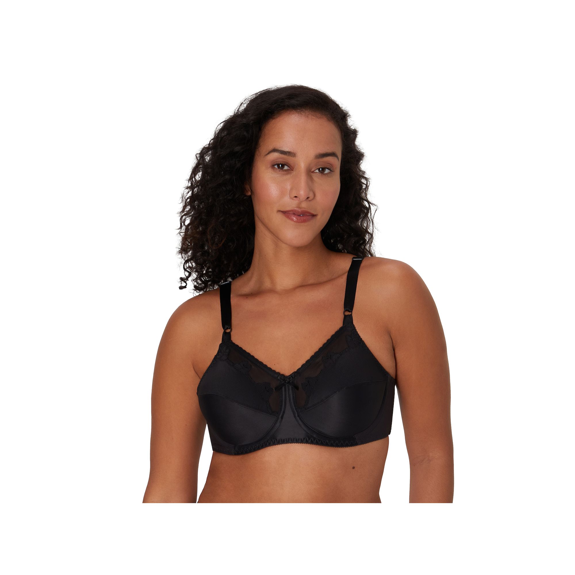 Flower Bali Full-Figure Underwire Bra DF0180, Womens, Size: 38 B, Black
