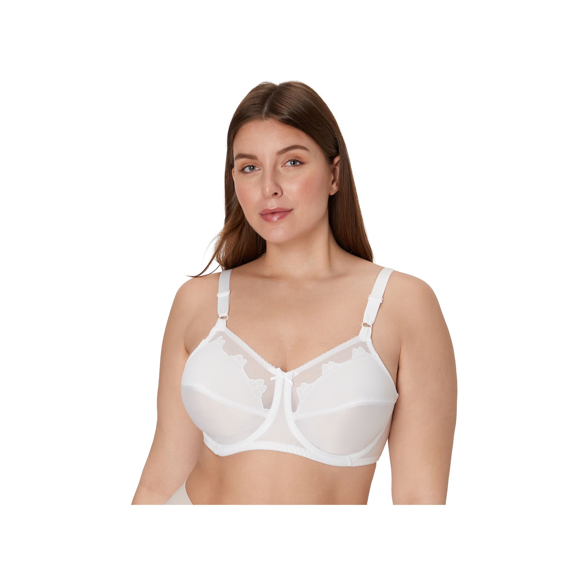 Flower Bali Full-Figure Underwire Bra DF0180, Womens, Size: 38 Ddd, White