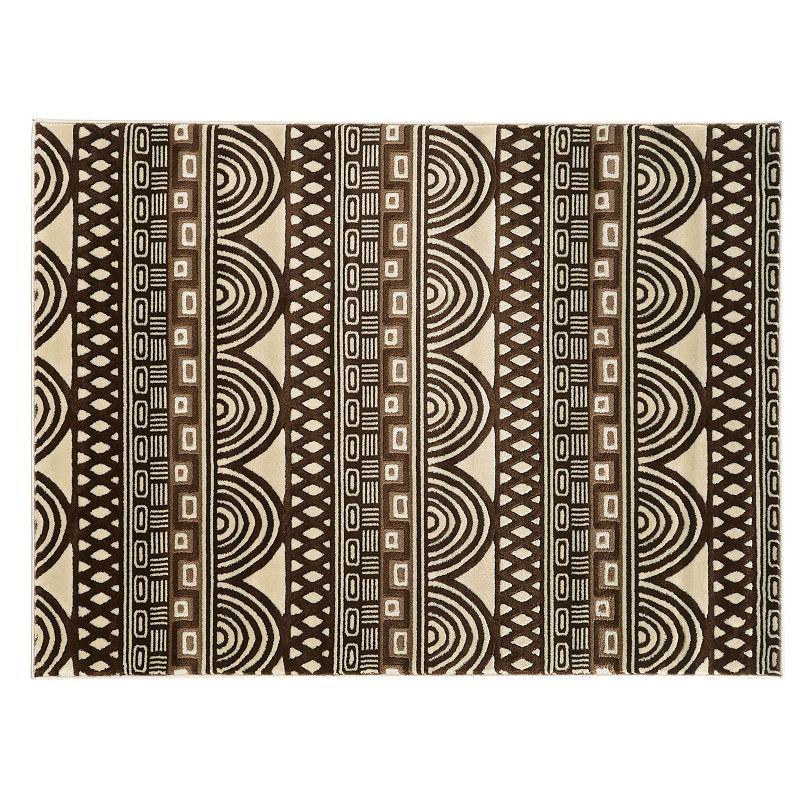 Linon Roma Lima Geometric Rug, White, 5X7 Ft