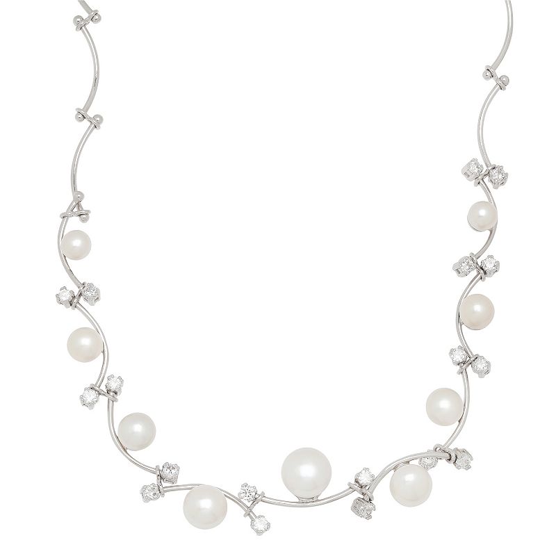 Freshwater by HONORA Sterling Silver Freshwater Cultured Pearl Vine Necklac