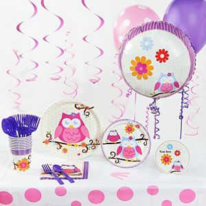 Owl Blossom Party Supplies for 16