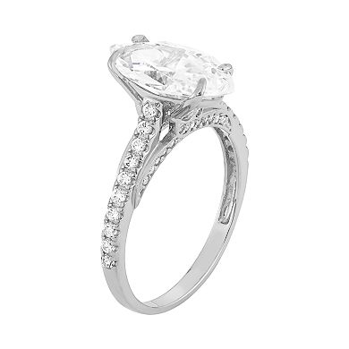 10k Gold Cubic Zirconia Marquise Engagement Ring