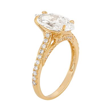 10k Gold Cubic Zirconia Marquise Engagement Ring
