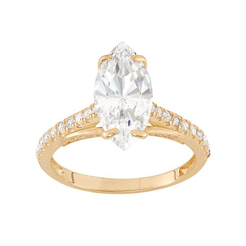 10k Gold Cubic Zirconia Marquise Engagement Ring