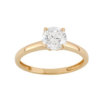 Cubic Zirconia 2 Carat Solitaire Engagement Ring in 10k Gold