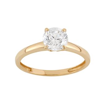 Cubic Zirconia 2 Carat Solitaire Engagement Ring in 10k Gold