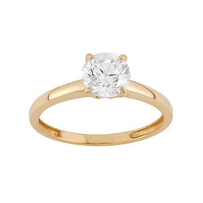 Kohl's Cubic Zirconia Solitaire Engagement Ring in 10K Gold (White)
