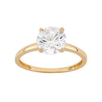Cubic Zirconia Solitaire Engagement Ring in 10k Gold