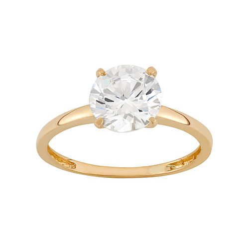 Cubic Zirconia Solitaire Engagement Ring in 10k Gold