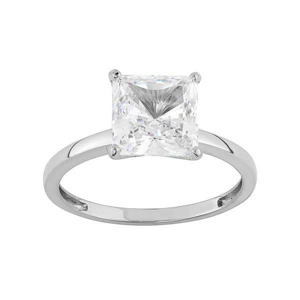 Cubic Zirconia Solitaire Engagement Ring in 10k Gold