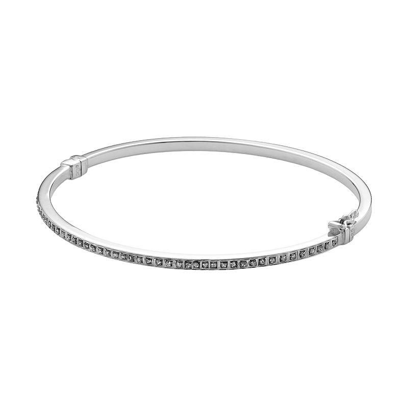 Diamond Mystique Sterling Silver Bangle Bracelet, Womens, Size: 7, Whit
