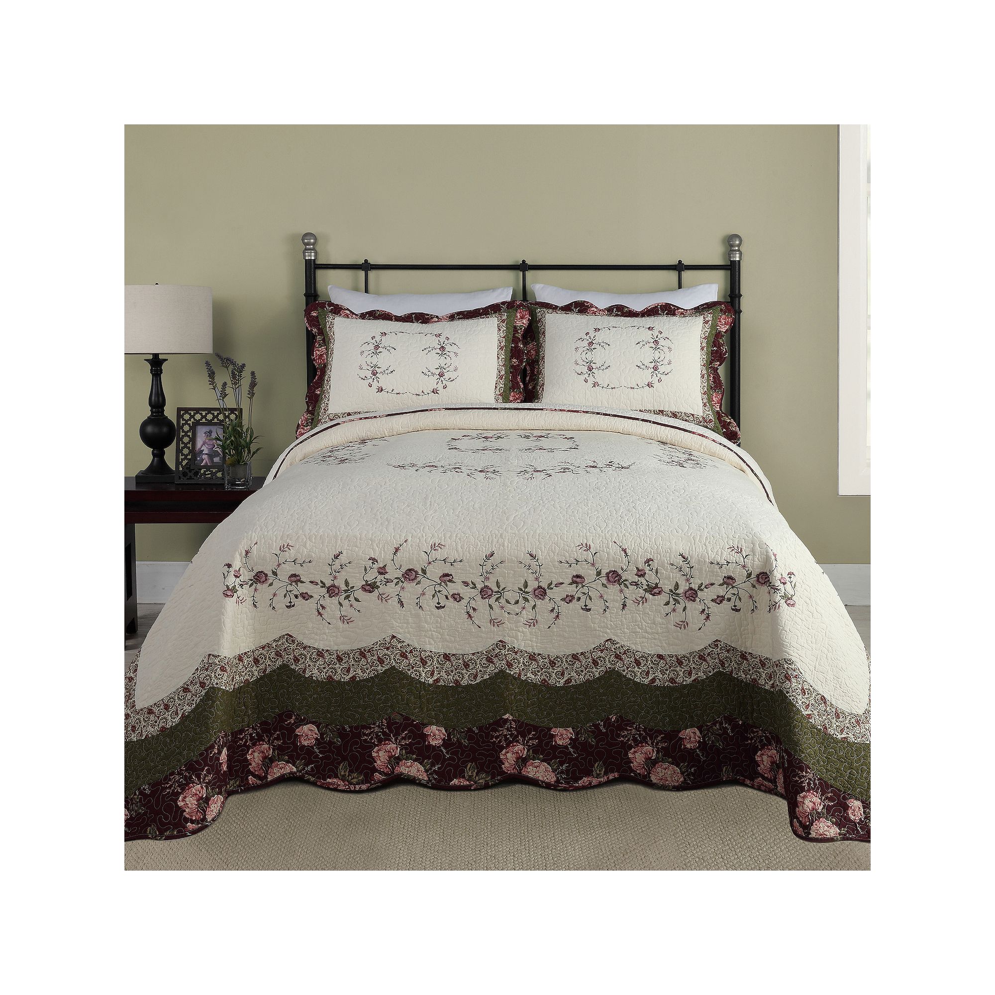Modern Heirloom Brooke Quilted Bedspread or Sham, Red
