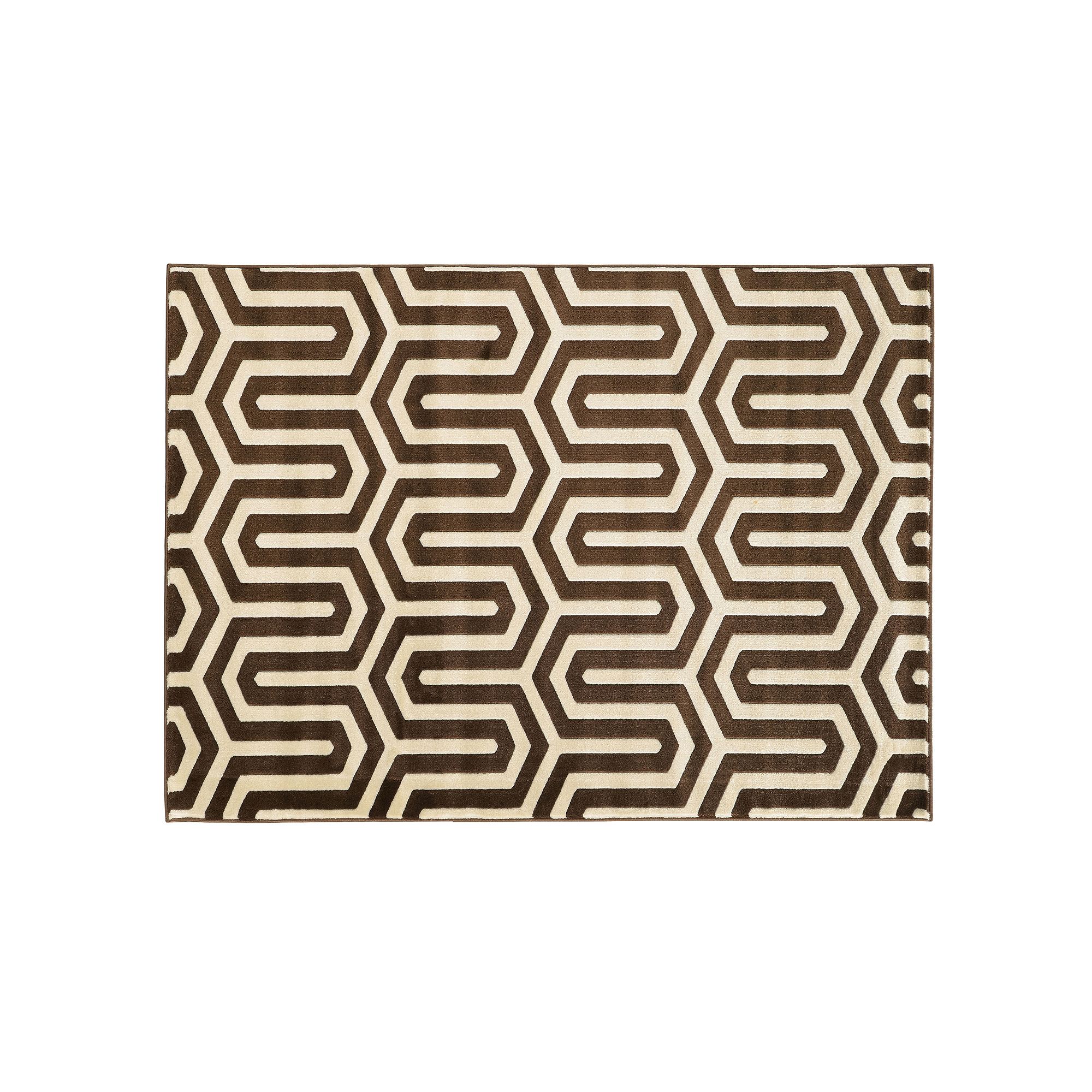 Linon Roma ZigZag Brown Rug, Ivorychocolate