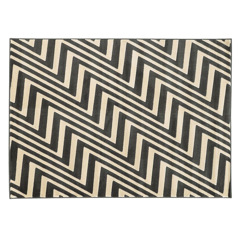 Linon Roma ZigZag Rug, Grey, 5X7 Ft