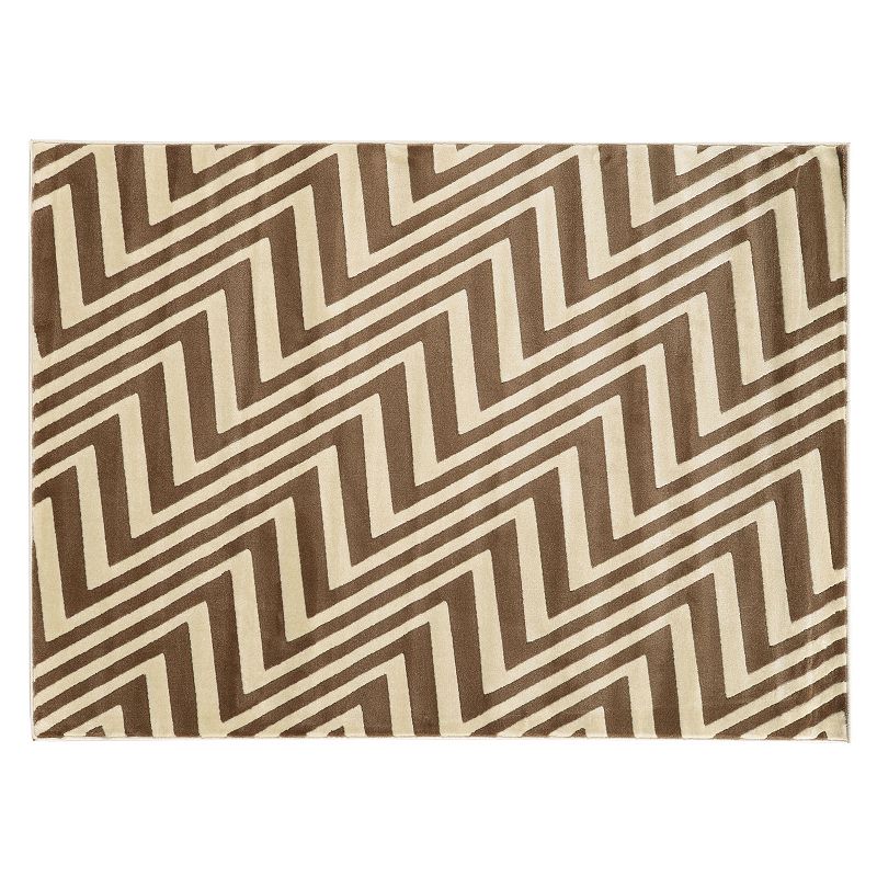 Linon Roma ZigZag Rug, White, 5X7 Ft