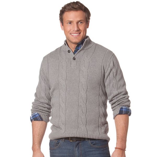 Men's Chaps Cable-Knit Mockneck Sweater