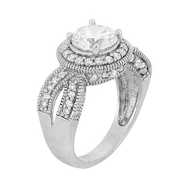 Sterling Silver Cubic Zirconia Halo Ring