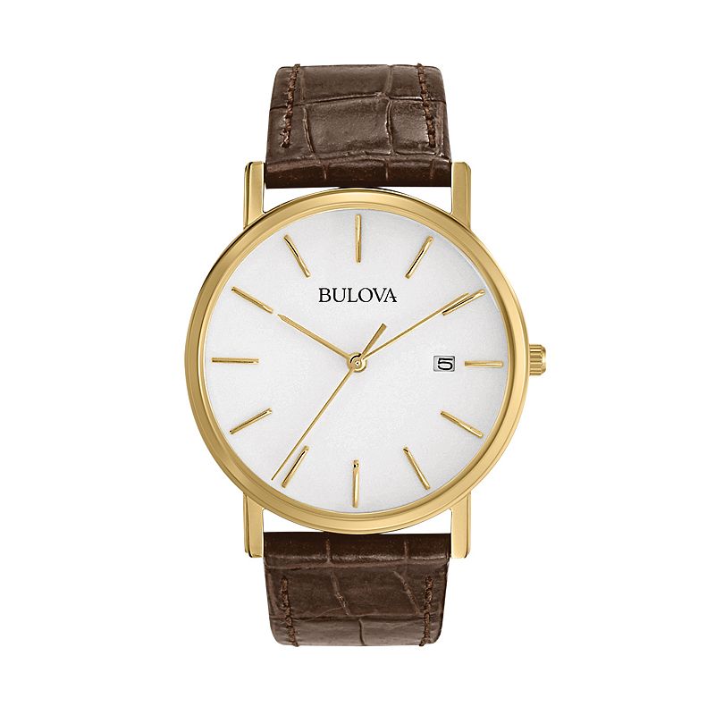 Bulova Men's Leather Watch - 97B100, Brown