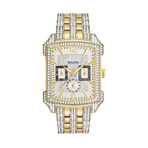 Bulova Men's Crystal Gold Tone Stainless Steel Watch 98C109
