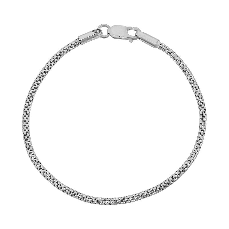 Sterling Silver Popcorn Chain Bracelet, Womens, Size: 7.5, Grey