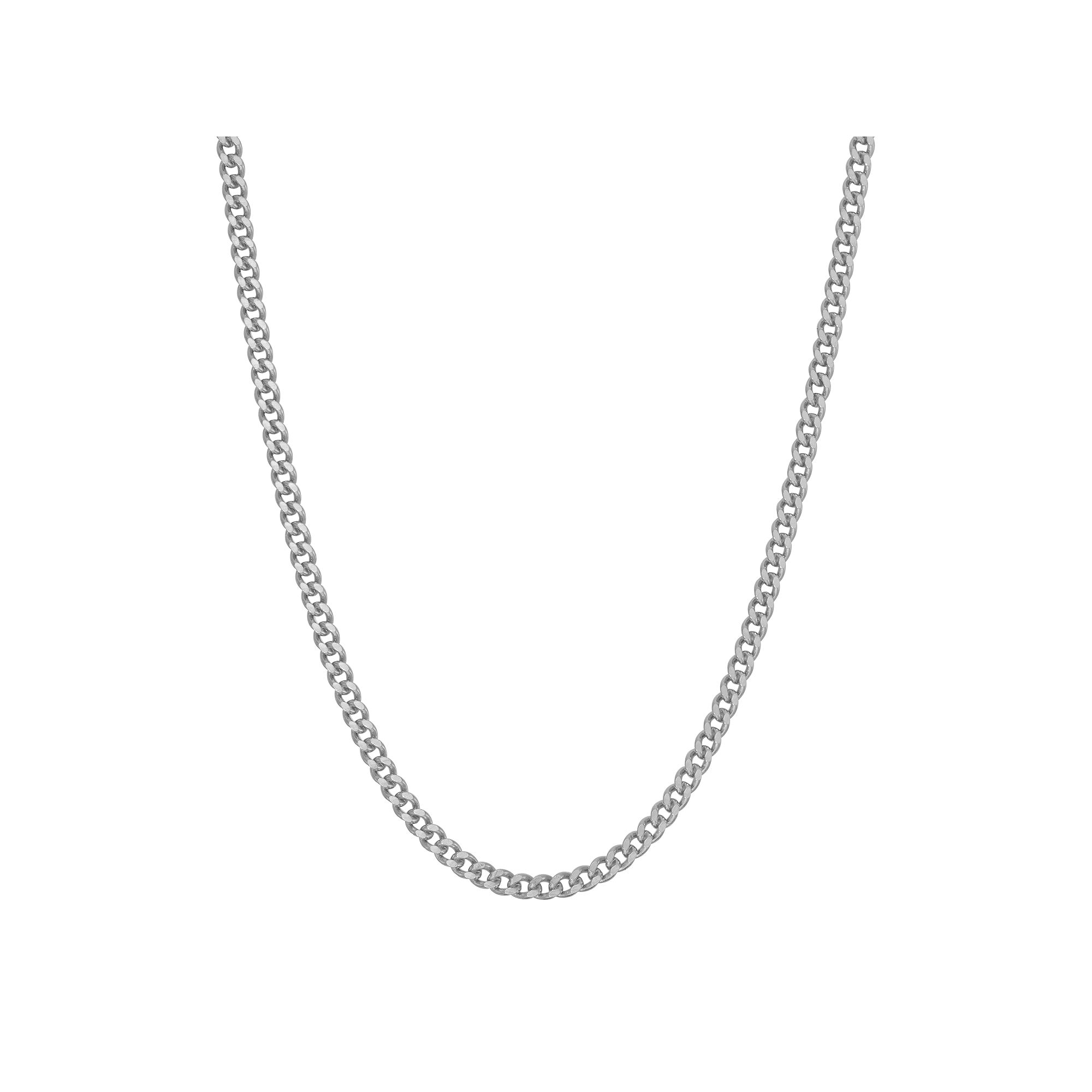 Jordan Blue Sterling Silver Curb Chain Necklace, Womens, Size: 18, Grey