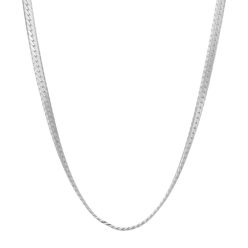 Sterling Silver Herringbone Chain Necklace, Womens, Size: 18, Grey