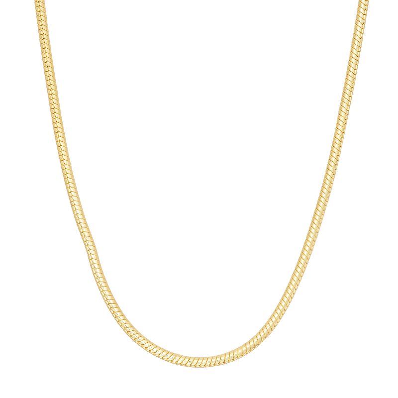 14k Gold Over Silver Snake Chain Necklace, Womens, Size: 18, Yellow