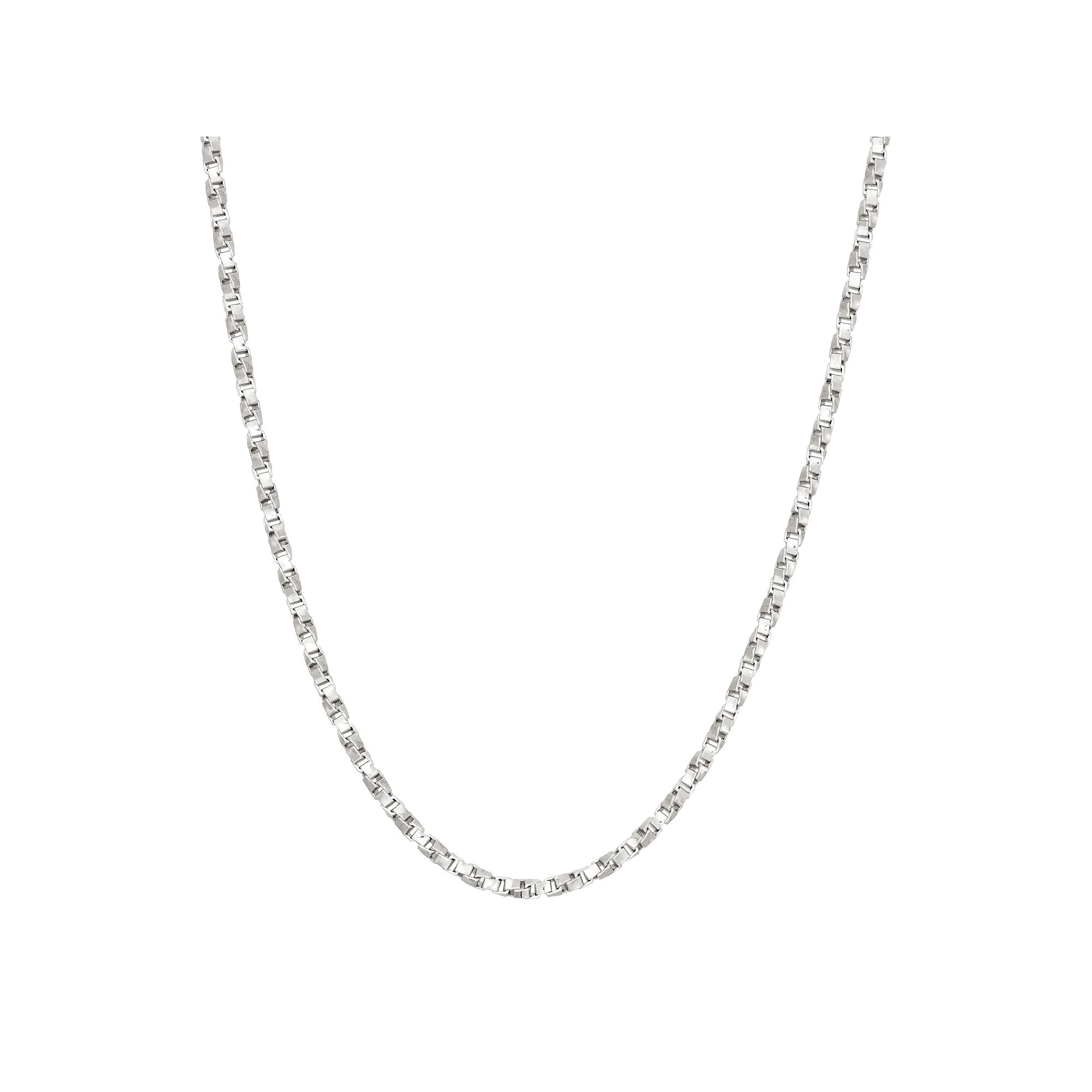 Jordan Blue Sterling Silver Box Chain Necklace, Womens, Size: 18, Grey