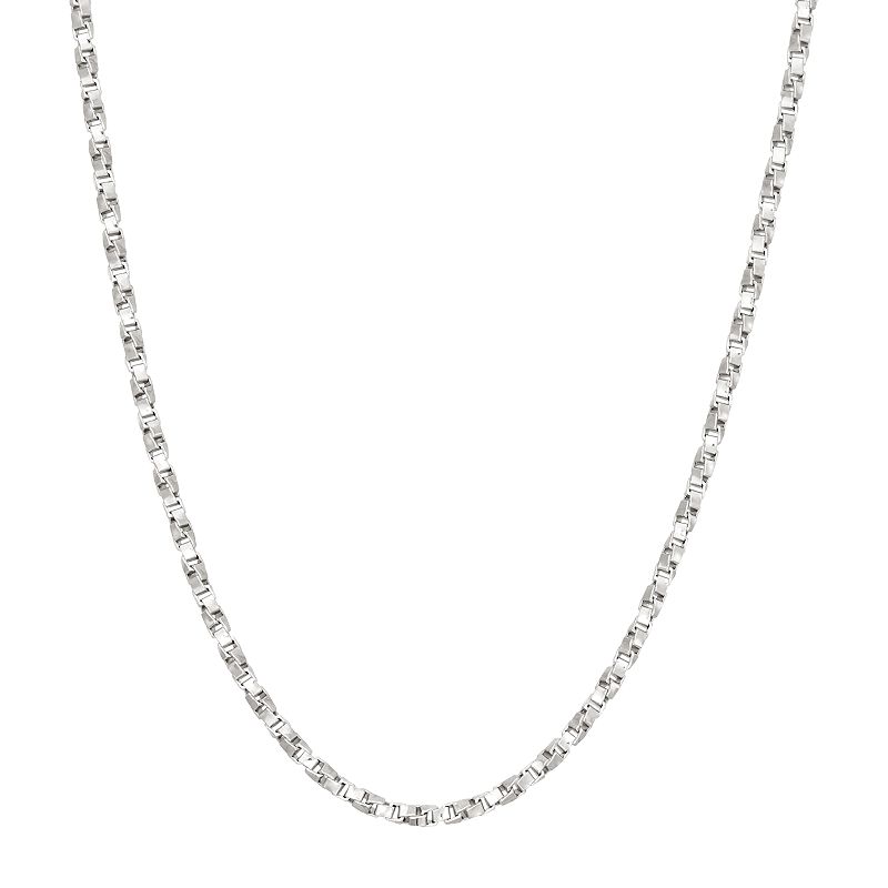 Sterling Silver Box Chain Necklace, Womens, Size: 18, Grey