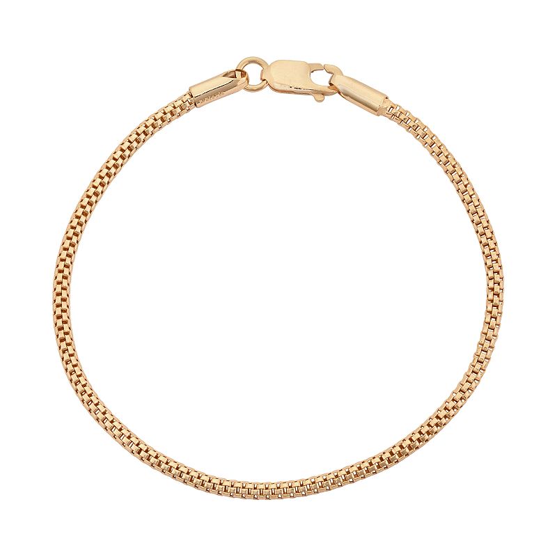 14k Gold Over Silver Popcorn Chain Bracelet, Womens, Size: 7.5, Yellow