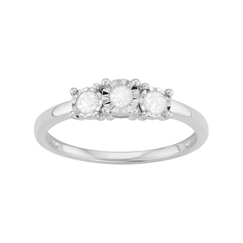 Sterling Silver 1/4 Carat T.W. Diamond 3Stone Engagement Ring