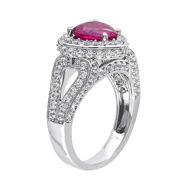 Stella Grace Lab-Created Ruby & Lab-Created White Sapphire Sterling Silver Heart Ring