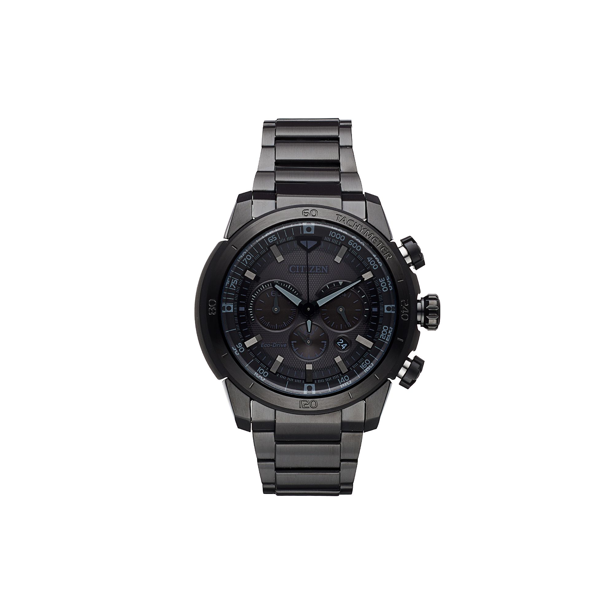 Citizen Eco-Drive Mens Ecosphere Black Ion-Plated Stainless Steel Chronogr