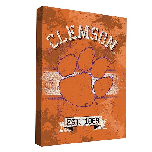 Clemson Tigers Banner Design 36 X 24 Canvas Wall Art