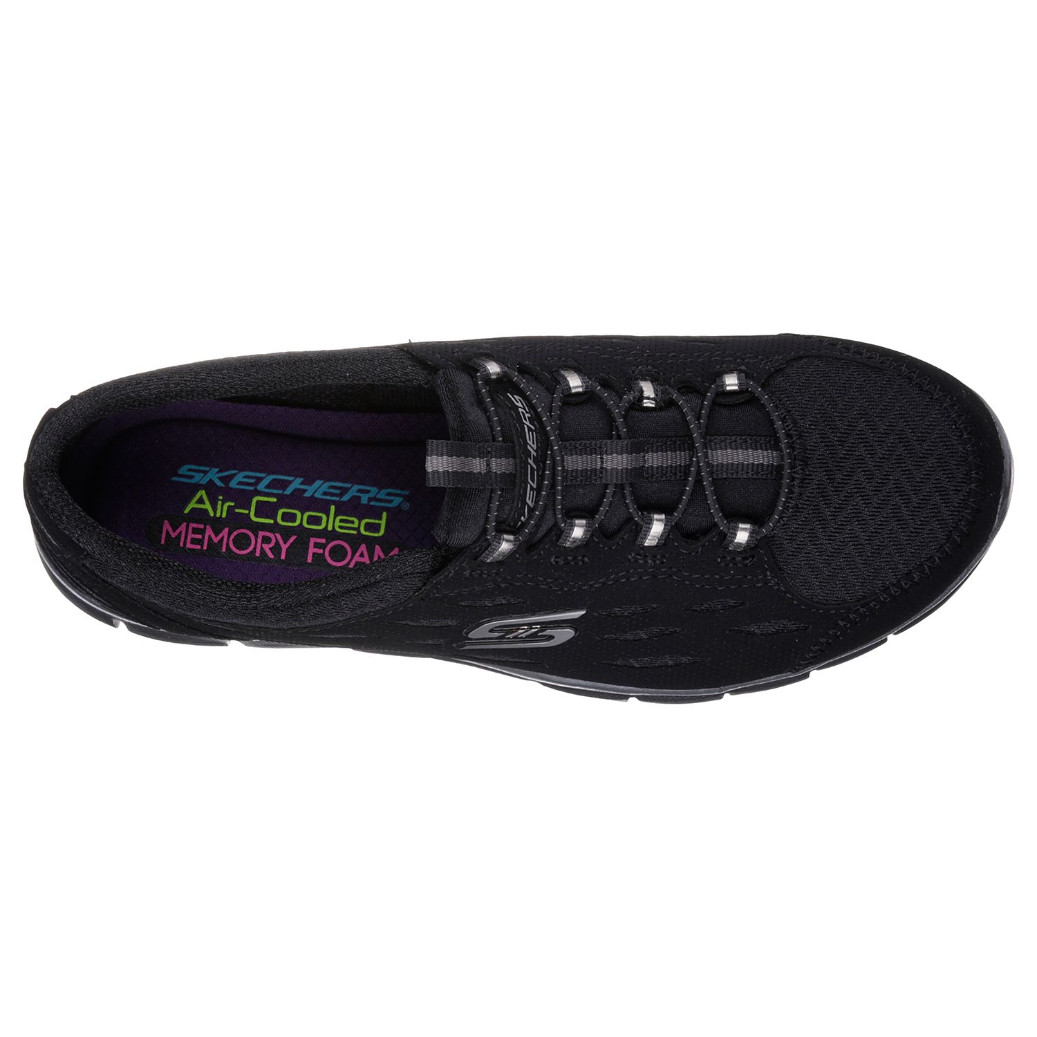 skechers gratis mesh bungee women's slip on athletic shoes