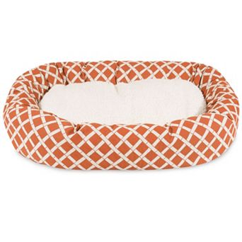 Majestic Pet Bamboo Design Sherpa Indoor Outdoor Bagel Dog Bed
