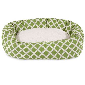 Majestic Pet Bamboo Design Sherpa Indoor Outdoor Bagel Dog Bed