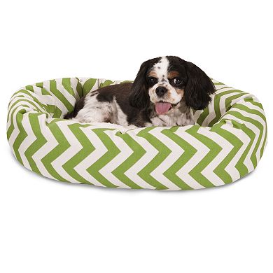 Majestic Pet Chevron Sherpa Indoor Outdoor Bagel Dog Bed