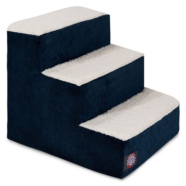 3 Step Black Velvet Suede Pet Stairs by Majestic Pet Products 