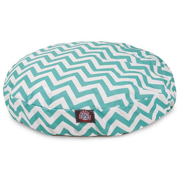 Majestic Pet Chevron Indoor Outdoor Round Dog Bed - Teal (M)