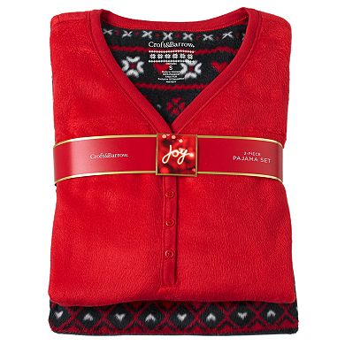 Women's Croft & Barrow® Pajamas: Printed Minky Fleece Pajama Gift Set