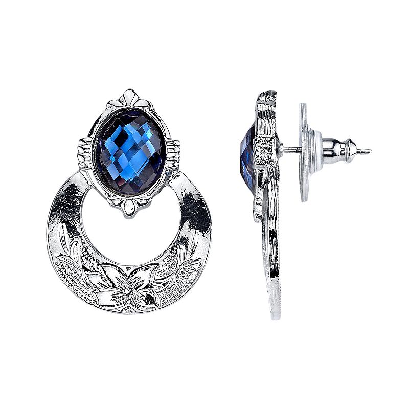 1928 Doorknocker Earrings, Womens, Blue