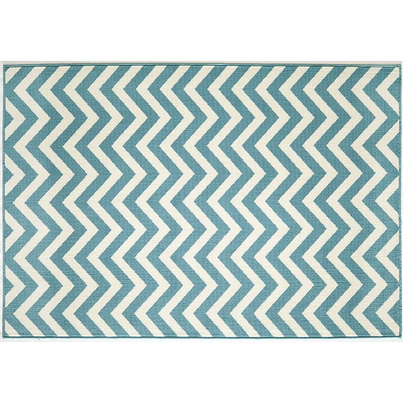 Momeni Baja Chevron Indoor Outdoor Rug, Light Blue, 6.5X9.5 Ft