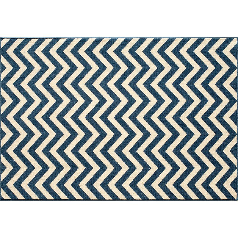 Momeni Baja Chevron Indoor Outdoor Rug, Blue, 5X7.5 Ft